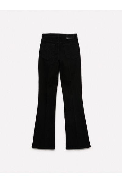 Sisley Black Cotton Blended - Relaxed Fit Women's Denim Trousers