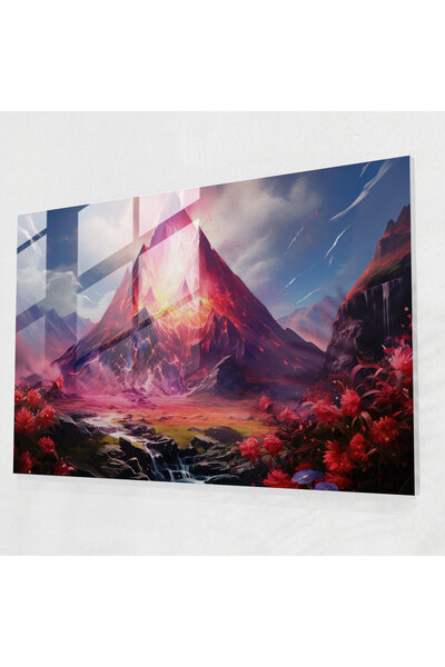 PaintedAnarchy طباعة زجاجية من Dreamscape Volcano - بركان، سريالي، فن جداري ز...