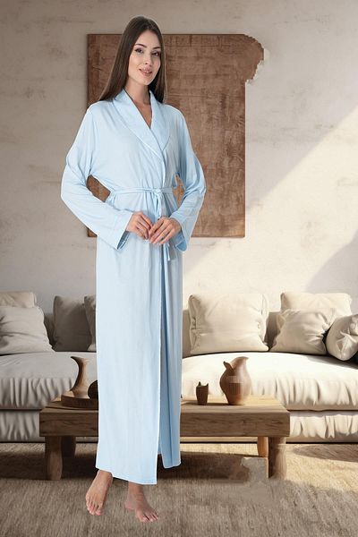 CT MODA Design albastru - Rochie de damă cu curea lungă din bumbac