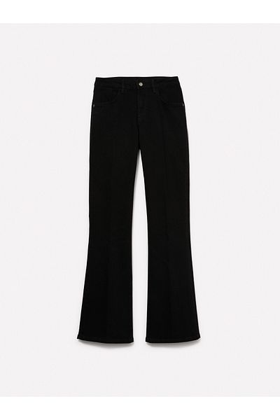 Sisley Black Cotton Blended - Relaxed Fit Women's Denim Trousers