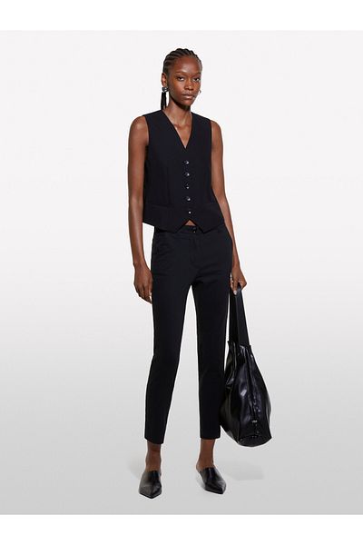 Sisley Black Slim Fit Women's Gabardine Trousers