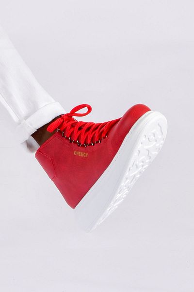 BZ Moda B258 Roman Red ανδρικές αθλητικές μπότες - κορδόνια, ορθοπεδική σόλα, καθημερινό δέρμα