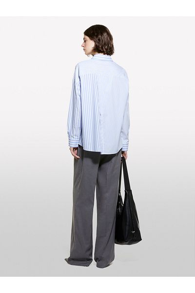 Sisley Pantaloni Palazzo pentru femei afumati - amestec de liosel și bumbac, design plisat în față