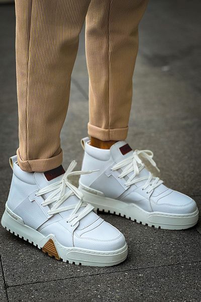 BZ Moda B057 Ghost Line Orthopedic Ανδρικά Αθλητικά Μποτάκια - Lace Up, Casual Skin, Λευκό