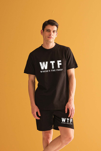 offsidesign WTF Шорти з принтом для чоловіків, комплект з футболкою - Чорно-білий літній комплект