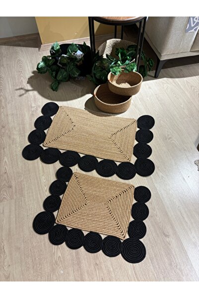 MaVaux 4-piece venice ringed Jute and Straw Bath Mat Set