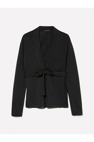 Sisley Μαύρη ιξώδης μίξη - Γυναικεία ζακέτα κανονικής κοπής με λεπτομέρεια στο μπροστινό σταυρό