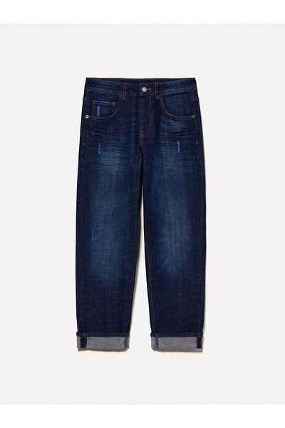 Sisley Indigo Women's Denim Trousers - High Waist, Curved Leg, Stretch Cotton