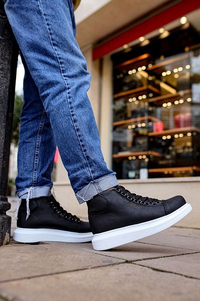 BZ Moda B258 Rome - Ανδρικά αθλητικά μποτάκια με ορθοπεδική σόλα και κορδόνια CBT Μαύρο