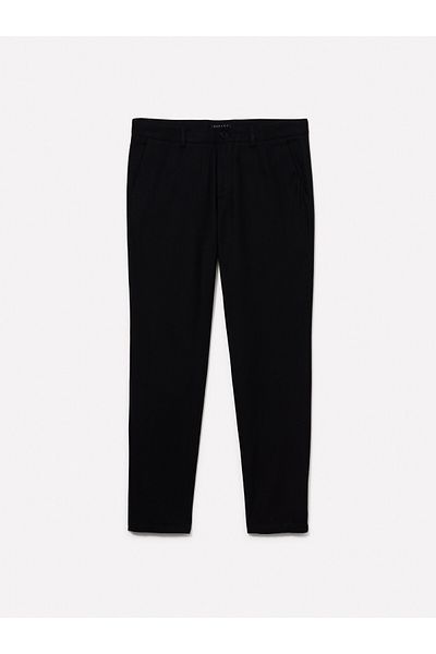 Sisley Men's High Waist Black Cotton Trousers - Relaxed Fit