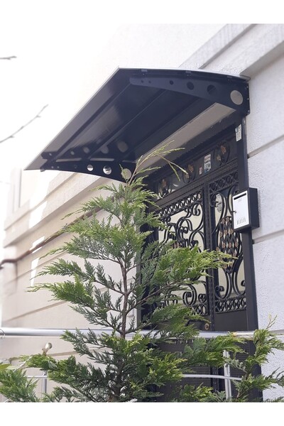 Yapısan Lazer Kesim Metal Ayak 10 mm Polikarbon Levhalı Pratik Sundurma 100x400 cm Modern Model