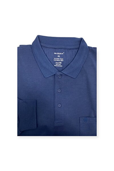 Sadık Collection Plus Size Men's Polo Collar Sweater - Long Sleeve, Pocket, Combed Cotton 1104