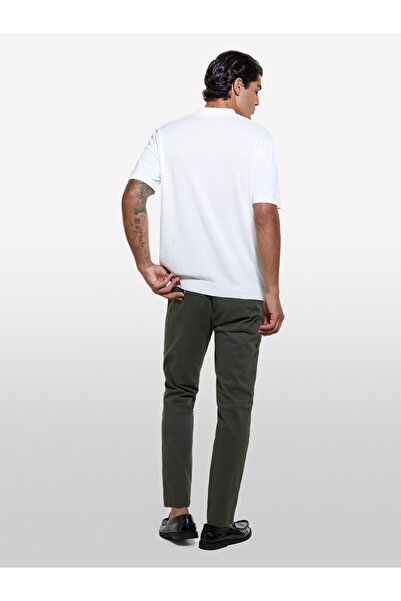 Sisley Ανδρικό μπλουζάκι με κοντό μανίκι με λαιμόκοψη πόλο, κρεμ βισκοζές-βαμβακερό μείγμα