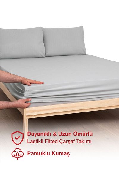 MODELHOME Gray Colored 100% Cotton Combed Fabric Single/Double Elastic Sheet (7 DIFFERENT SIZES)