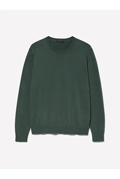Sisley Men's Green Cotton Blend - Ribbed Long Sleeve Cardigan