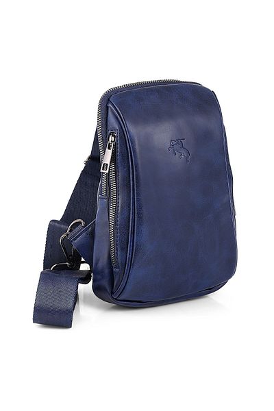 Polo Air Navy Blue Vegan Leather Men's Shoulder Bag - Cross Chest and Back Body Bag Etn-72-l