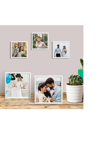 Senden Hediye 14X14Cm Black and White 5 Pack Adhesive Pola Frames