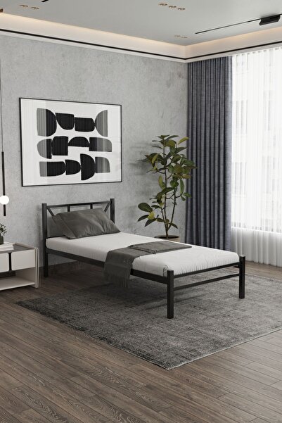 Fahrettin Küçük Metal Karyola, Tek Kişilik Ferforje Karyola, 90x200 Cm Genç O...