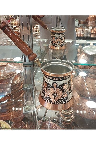 Bakır Center Bakır Cezve 9 Fincanlık Cezve El İşlemeli Aile Boy Şık Tasarım K...