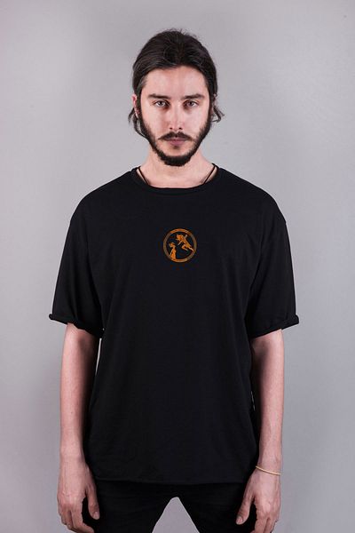Darkia Medusa Perseus Printed - Double Sided Oversize Black T-shirt