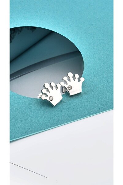 jelux silver Gümüş 925 Ayar Taç Model Dekoratif Işlemeli Çivili Küpe