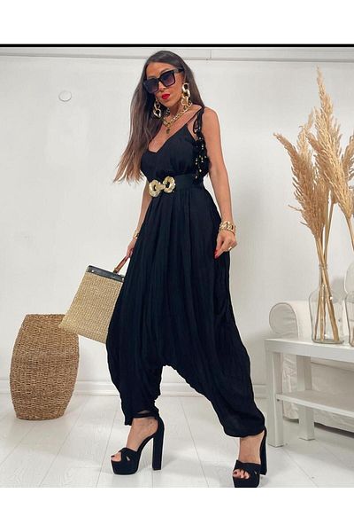 Rabiossa Bohemian Style Women's Black Jumpsuit