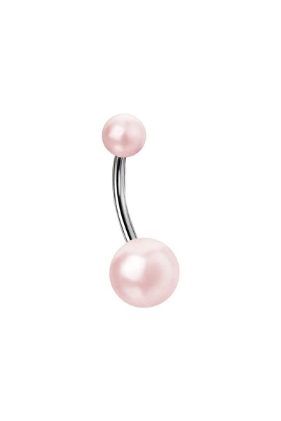 Nuray Öner Pembe İnci Göbek Piercing 10 mm 1 Adet Cerrahi Çelik Göbek Piercin...