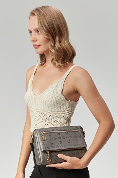 Morpelikan Monogram Patterned Women's Portfolio - 4 Compartment Crossbody Shoulder Bag