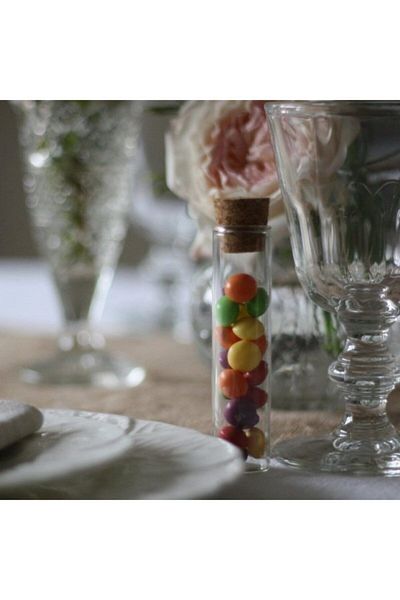 Nikah Şekeri Market 10cm Glass Tube with Cork Stopper 50 Pieces