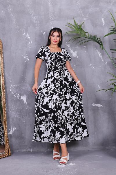 ZEYWEAR Önü Gipeli Şal Desen Elbise