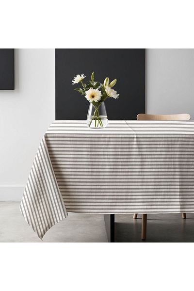 KAMİZ Linen Tablecloth - Gray Striped Design