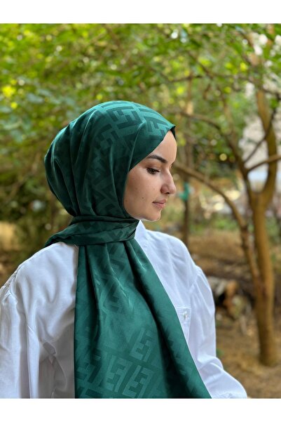 shalby Hijab Μεταξένιο Βαμβακερό Ζακάρ Σάλι Σμαραγδένιο