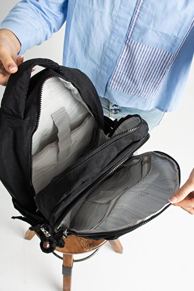 DUOMİNO Large Size Black Clinker Backpack - Water Resistant, Laptop and Travel School Bag 15.6