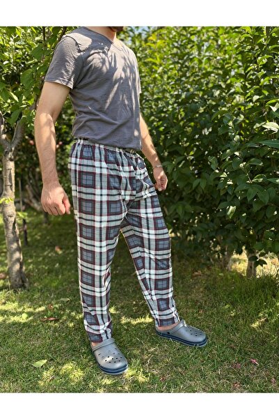 Betimoda Erkek Cepsiz Beli Lastikli Pijama Altı Eşofman Antrasit Kare