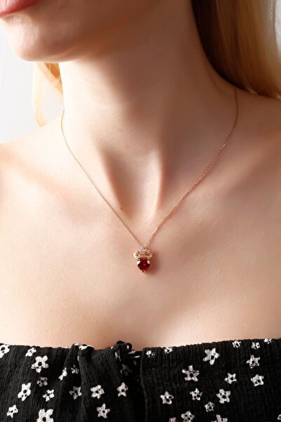 Sunsedra Kalp Taşlı Taç Gümüş Kolye