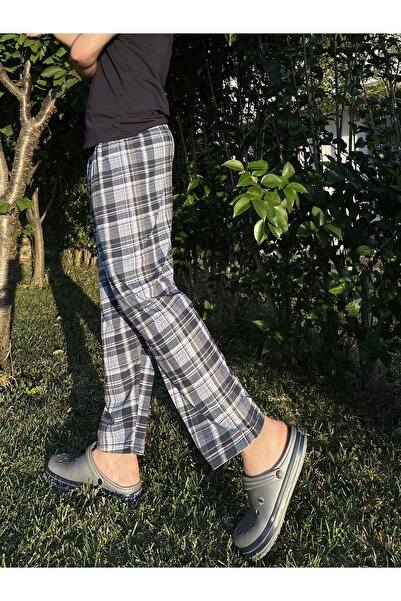 Betimoda Erkek Cepsiz Beli Lastikli Pijama Altı Eşofman Filenel Mavi