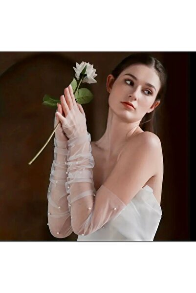 VENÜS MODA by Pınar Mănuși cu perle cu șnur Mărimea S/m Mănuși de mireasă alb...