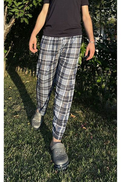 Betimoda Pantaloni de pijama pentru bărbați albaștri - Pantaloni de trening fără buzunare și talie elastică