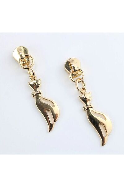 Asel Hobi Tasarım KEDİ FİGÜRLÜ FERMUAR BAŞLIĞI (5ADET) GOLD