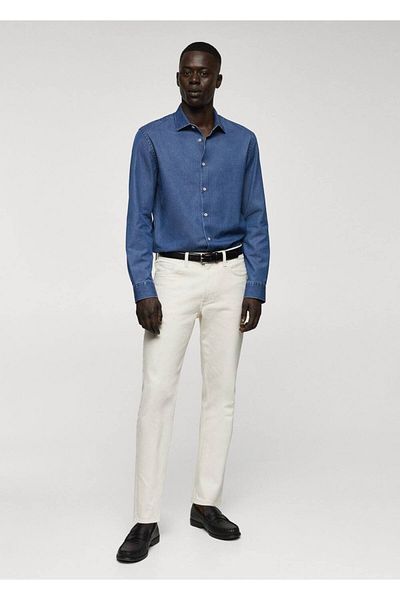 MANGO Man Bavlněná košile Regular Fit Chambray