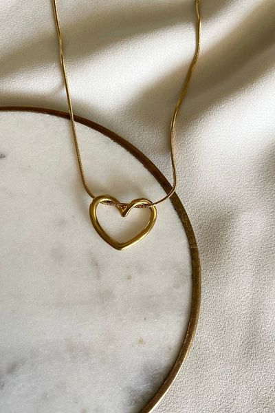 gaila design Heart Patterned Steel Necklace