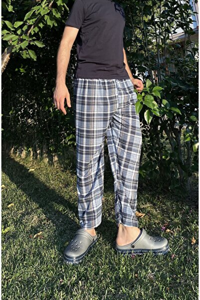 Betimoda Erkek Cepsiz Beli Lastikli Pijama Altı Eşofman Filenel Mavi