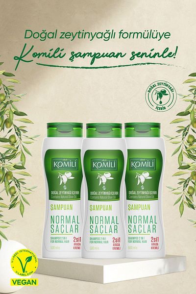 Komili Vegan Creamy Basic Care Shampoo - Set of 3 2 in 1 500 ML