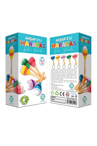 Circle Toys Set of 2 Wooden Maracas - Catch the Rhythm