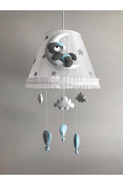 Keçeli parti hayalleri Bebek Çocuk Odası Avize Ay Ayıcık Gri Mavi Beyaz Balonlu