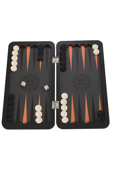 Uçandaire Travel Mini Backgammon - 24x24 Custom Leather Case Pocket Backgammon and Chess Backgammon Chess