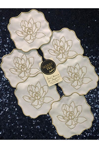 MERRY TEK Kahve Yanı Sunum Kokteyl Peçete 6’lı Gold