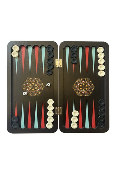 Uçandaire Geometric Patterned Mini Backgammon - 24x24 cm Plastic Stamps, Backgammon 2