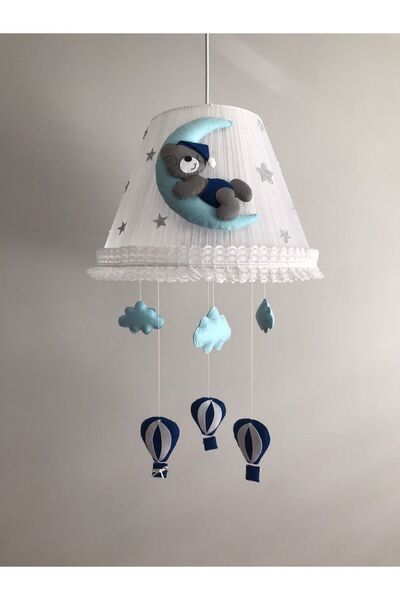 Keçeli parti hayalleri Bebek Çocuk Odası Avize Ay Ayıcık Mavi Lacivert Gri Ba...