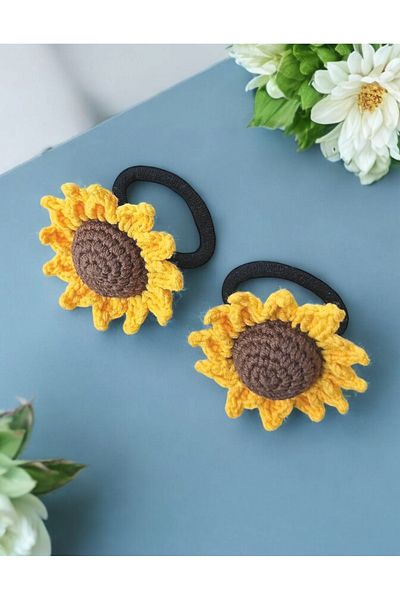 PERFECT Sunflower Patterned 2 Pieces Rubber Hairpin Set - Hair Accessory